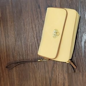 VERA BRADLEY yellow wallet wristlet and/or crossbody. Small spot on top.